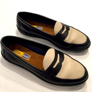 Keds tuxedo loafer black and cream leather size 7 1/2
